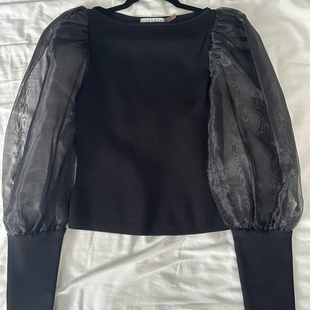 Alice and Olivia Sheer Sleeve Top